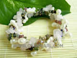 7" 6-8mm multicolor gemstone & white freshwater pearl bracelet