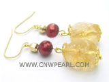 freshwater pearls earrings 7-8mm pearl & topaz crystal quartz st
