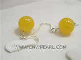 10mm yellow round yellow jade earrings