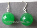 12mm green round malay jade earrings