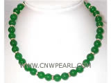 10mm green round malay jade & yellow water_diamond necklace