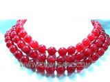 12mm red round jade agate necklace