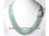 8mm 3 rows round jade necklace, shell clasp
