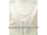 6-12mm white round moon gemstone necklace