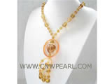 5-30-30-18mm yellow heart & elliptical & round gemstone necklace