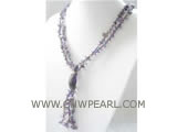 15-20mm purple crystal & 5-6mm purple gemstone crystal necklace