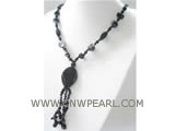 5-30-38mm elliptical agate & round necklace
