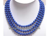 8mm blue round lapis lazuli 3 rows necklace