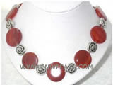 30-30mm round agate & tibet silver findings necklace
