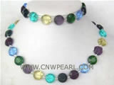 10mm multicolor round crystal necklace & bracelet