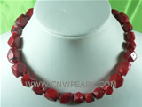 wholesale 13mm octagon red coral necklace in cnwpearl.com