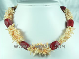 wholesale yellow coral bamboo necklace with red pillar coral