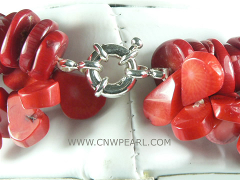 wholesale two strands twisted red coral pearl necklace