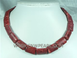 size 14*20mm oblong red color coral necklace