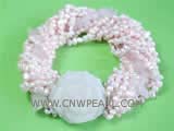 4-5mm white nugget freshwater pearl twisted bracelet with irregular crystal
