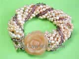 4-5mm yellow nugget freshwater pearl twisted bracelet with irregular crystal