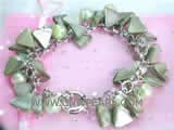 8-9mm dark khaki potato freshwater pearl bracelet with triangle shell
