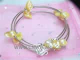 5-6mm yellow blister freshwater pearl wrap bracelet