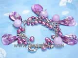 5-6mm amaranth smooth on both sides freshwater pearl bracelet with raindrop shell