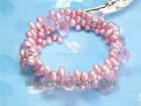 5-6mm pink side drilled freshwater pearl wrap bracelet with raindrop crystal