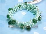 5-6mm green side drilled freshwater pearl wrap bracelet with raindrop crystal