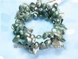 5-6mm navy green blister freshwater pearl wrap bracelet