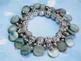 5-6mm black nugget freshwater pearl bracelet  with peacock round shell beads