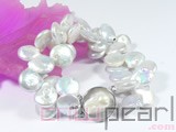 12mm white coin freshwater pearl bracelet with a round shell clasp