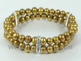 double rows 7-8mm coffee potato freshwater pearl bracelet