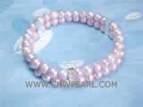7-8mm purple potato freshwater pearl bracelet  with zircon inlaid silver accessories