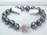 10-11mm pink potato freshwater pearl bracelet with  a zircon inlaid silver plated ball clasp