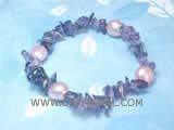 8-9mm purple potato freshwater pearl bracelet with  irregular gemstone and amethyst