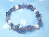 8-9mm white potato freshwater pearl bracelet with  irregular gemstone and amethyst