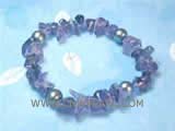 8-9mm black potato freshwater pearl bracelet with  irregular gemstone and amethyst