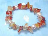8-9mm pink potato freshwater pearl bracelet with irregular gemstone and agate chip