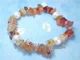 7-8mm white potato freshwater pearl bracelet with  irregular gemstone and agate chip