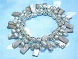 5-6mm gray nugget freshwater pearl bracelet  with rectangle shell beads