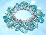 5-6mm green nugget freshwater pearl bracelet  with irregular shell beads