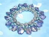 5-6mm green nugget freshwater pearl bracelet  with purple irregular shell beads