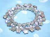 5-6mm purple nugget freshwater pearl bracelet  with coffee flower shape shell beads