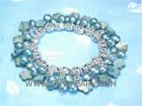 5-6mm blue nugget freshwater pearl bracelet  with flower shape shell beads