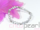7-8mm gray nugget freshwater pearl bracelat with butterfly shape silver accessories