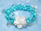 7-8mm blue nugget freshwater pearl  bracelet with blue  turquoise beads
