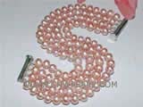 four rows 6-7mm pink potato freshwater pearl bracelet