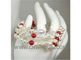 5-6mm white top drilled freshwater pearl wrap bracelet