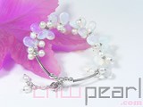 5-6mm white potato freshwater pearl bracelet with moon stone