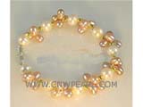 6-7mm pink top drilled potato freshwater pearl bracelet