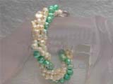 three rows 5-6mm white nugget freshwater pearl twisted bracelet