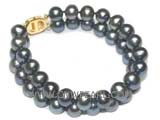 double rows 7-8mm black potato freshwater pearl bracelet