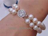 double rows 8-9mm white potato freshwater pearl bracelet